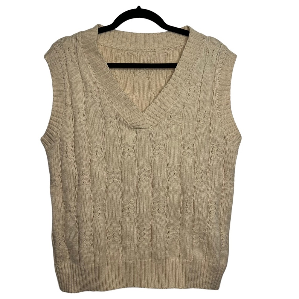 beige/cream/tan cable knit sweater vest